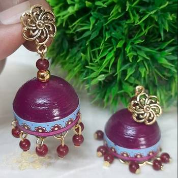 Quilled jhumkas with gs stud earrings 4 2