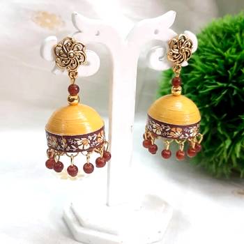 Quilled jhumkas with gs stud earrings 6 1