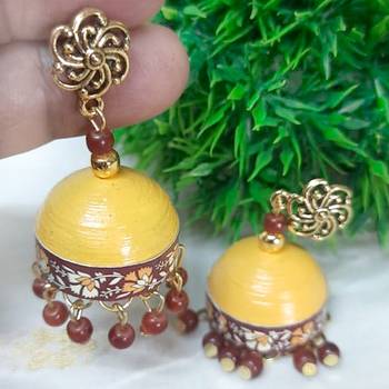Quilled jhumkas with gs stud earrings 6 2