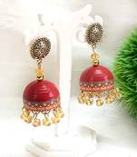 Quilled jhumkas with gs stud earrings 7
