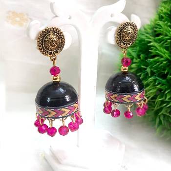 Quilled jhumkas with gs stud earrings 8 1