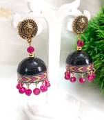 Quilled jhumkas with gs stud earrings 8