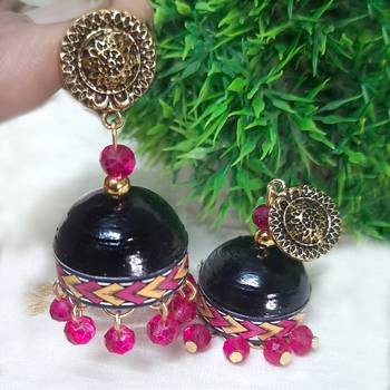 Quilled jhumkas with gs stud earrings 8 2