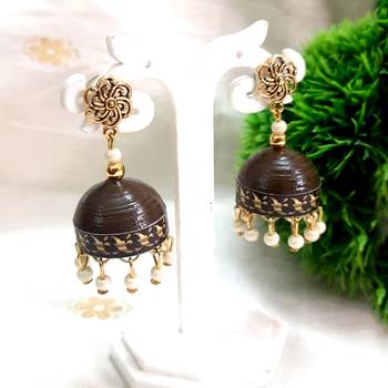 Quilled jhumkas with gs stud earrings 9 1
