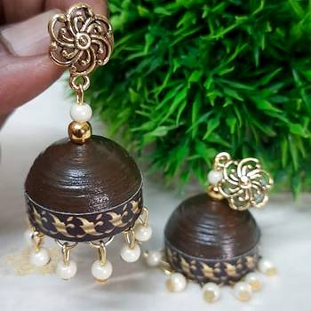 Quilled jhumkas with gs stud earrings 9 2