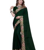 Green Resham Zari Zarkan Embroidery Silk Saree
