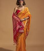 Weaving Handloom Silk Blend Classic Saree In Mustard