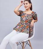 Winered women navy blue back tie-up top