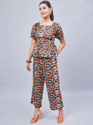 Winered woman Multicolor printed back tie-up co-ord set 3