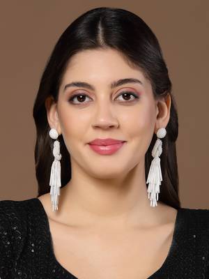 outre white eardrop shaped handcrafted drop earrings 3