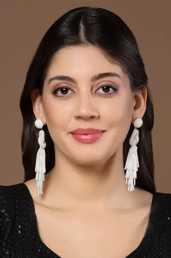 outre white eardrop shaped handcrafted drop earrings