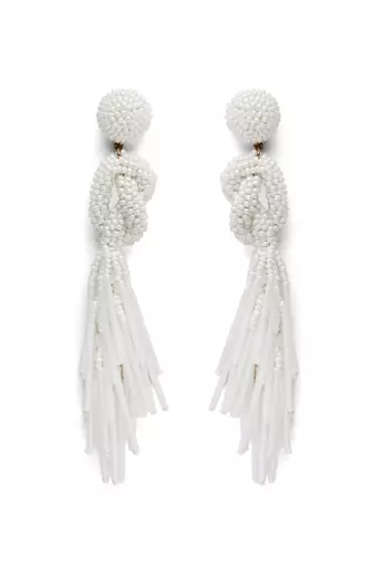 outre white eardrop shaped handcrafted drop earrings
