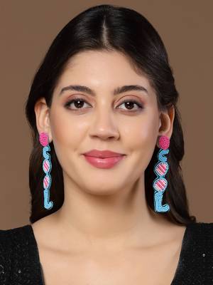 outre sky blue & pink quirky handcrafted drop earrings 3