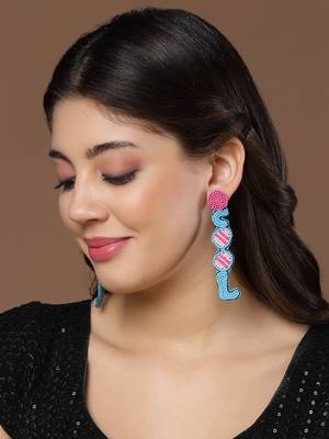 outre sky blue & pink quirky handcrafted drop earrings 5