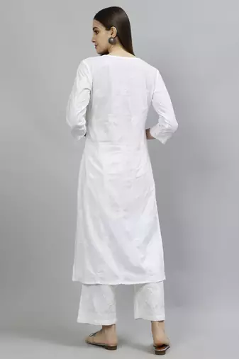 hand embroidered white cotton lucknowi chikan kurta