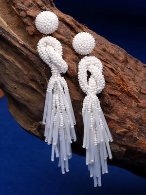 outre white eardrop shaped handcrafted drop earrings 1