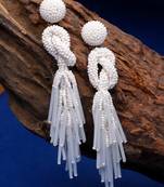 outre white eardrop shaped handcrafted drop earrings