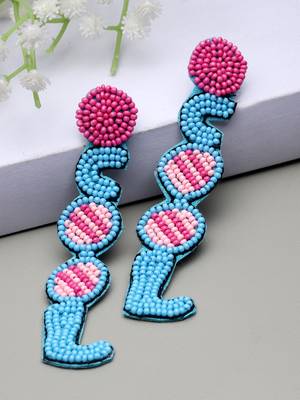 outre sky blue & pink quirky handcrafted drop earrings 1