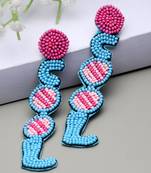 outre sky blue & pink quirky handcrafted drop earrings