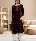 hand embroidered black cotton lucknowi chikan kurta