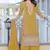 Mustard color embroidered chinon silk Blend suit
