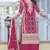 Magenta color embroidered chinon silk Blend suit