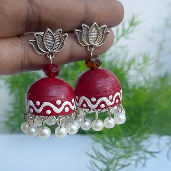 Quilled jhumkas with kolam designs 2 2