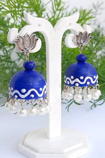 Quilled jhumkas with kolam designs 4