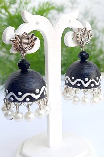 Quilled jhumkas with kolam designs 7