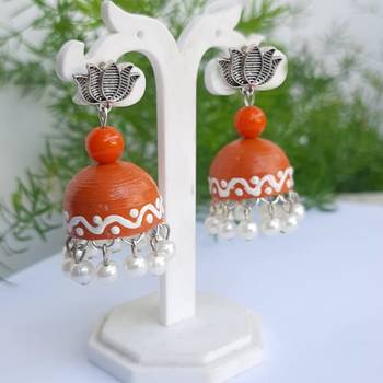Quilled jhumkas with kolam designs 8 1