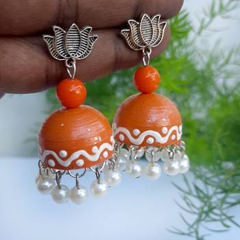 Quilled jhumkas with kolam designs 8 2