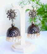 Quilled jhumkas with oxidized stud earrings1