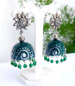 Quilled jhumkas with oxidized stud earrings2