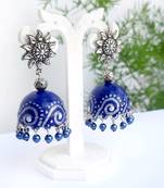 Quilled jhumkas with oxidized stud earrings3