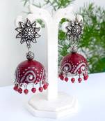 Quilled jhumkas with oxidized stud earrings4