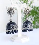 Quilled jhumkas with oxidized stud earrings5