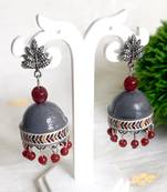 Quilled jhumkas with oxidized stud earrings9