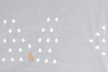 White Zari Resham Stone Embroidered Net Party Wear Saree With Blouse Piece 5