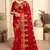 Red Zari Resham Stone Embroidered Net Party Wear Saree With Blouse Piece