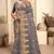 Grey Zari Resham Stone Embroidered Net Party Wear Saree With Blouse Piece