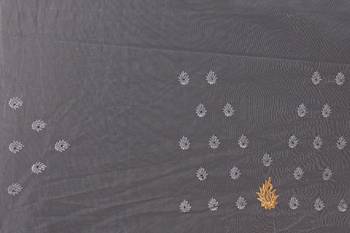Grey Zari Resham Stone Embroidered Net Party Wear Saree With Blouse Piece 5