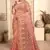 Peach Zari Resham Stone Embroidered Net Party Wear Saree With Blouse Piece