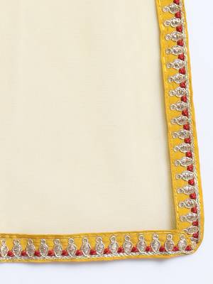 Sequence Embroidered Mustard Yellow Pure Chanderi Silk Flare Kurta With Pant & Dupatta Set 5
