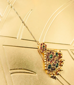 Runjhun golden designer maangtikka for women & girls (style material polki)