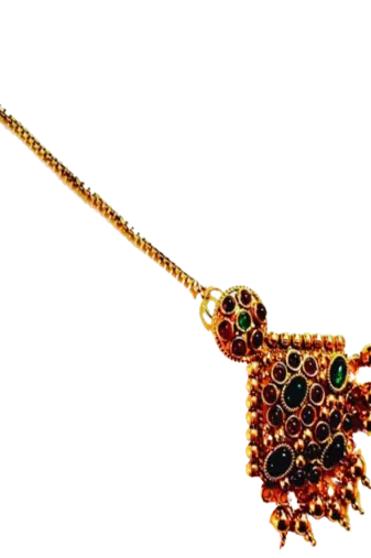 Runjhun golden designer maangtikka for women & girls (style material polki)