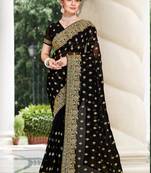 Black Zari Embroidered Border Georgette Party Wear Georgette Saree With Blouse Piece