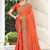 Orange Zari Embroidered Border Georgette Party Wear Georgette Saree With Blouse Piece