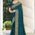 Teal Blue Zari Embroidered Border Georgette Party Wear Georgette Saree With Blouse Piece