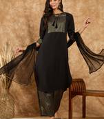 Ziyaa women's black crepe kurta, palazzo and dupatta set