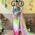 Kimisha women's turquoise blue georgette sequence saree with unstitched blouse piece
